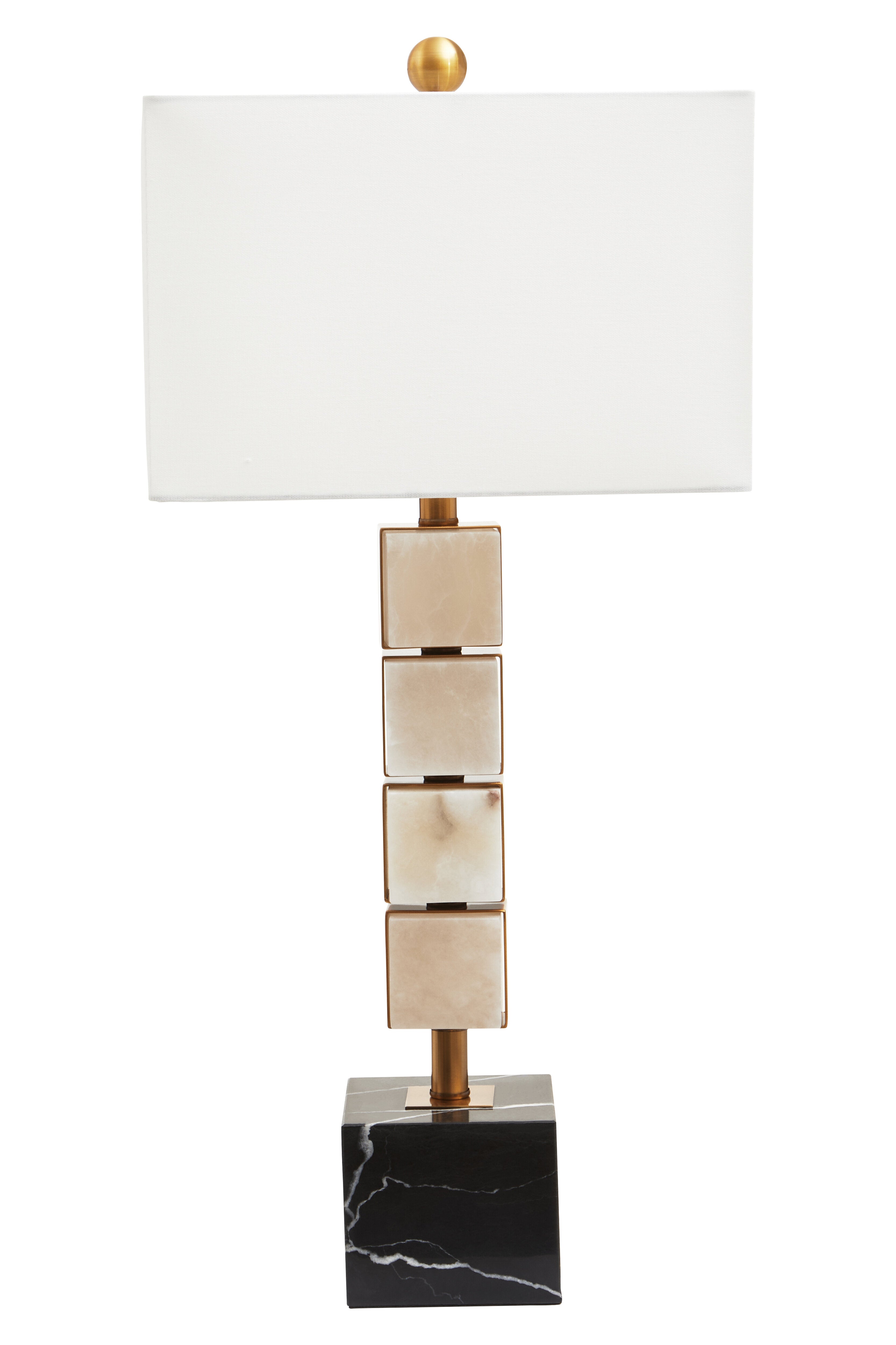 Borello Grey Marble & Gold Stacked Table Lamp
